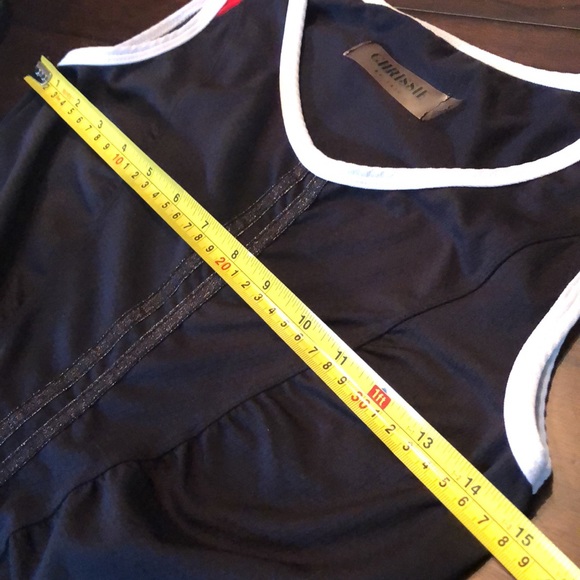 🌹Chrissie for Tail Athletic stretch ruched sparkle vertical striped detail tank - Picture 8 of 9